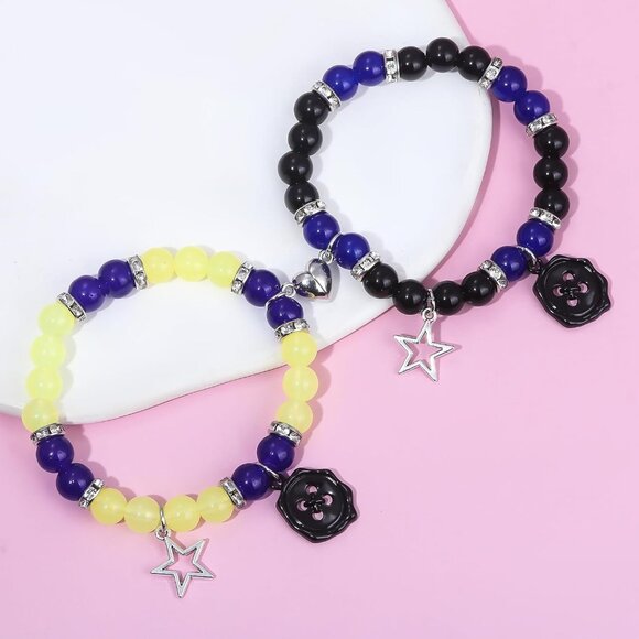 Couple Friendship Bracelets Glass Bead Elastic Cord Gift Accessories - Picture 6 of 7